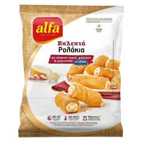 Εκλεκτά ρολάκια με κίτρινα τυριά μπέικον & μαγιονέζα Alf���
