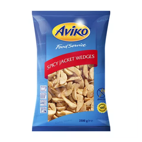 Aviko προτηγανισμένες πατάτες jacket wedges spicy 2.5kg