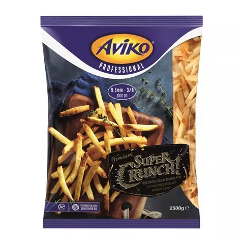 Aviko προτηγανισμένες πατάτες super crunch skin on 9.5x9.5 2.5kg