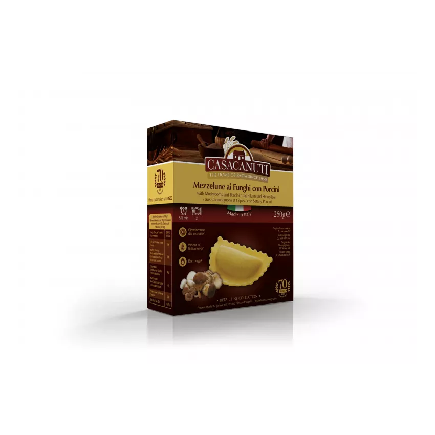 Canuti mezzelune with mushrooms and porcini 250gr Canuti mezzelune with mushrooms and porcini 250gr