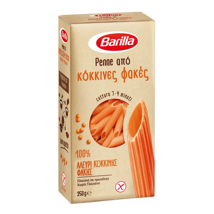 Barilla penne από κόκκινη φακή gluten free 250gr Barilla penne από κόκκινη φακή gluten free 250gr