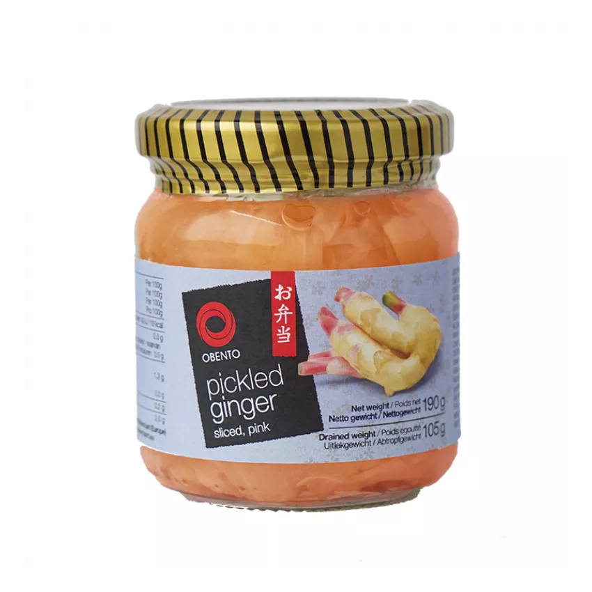 Pickled ginger sliced pink Οbento 190gr Pickled ginger sliced pink Οbento 190gr