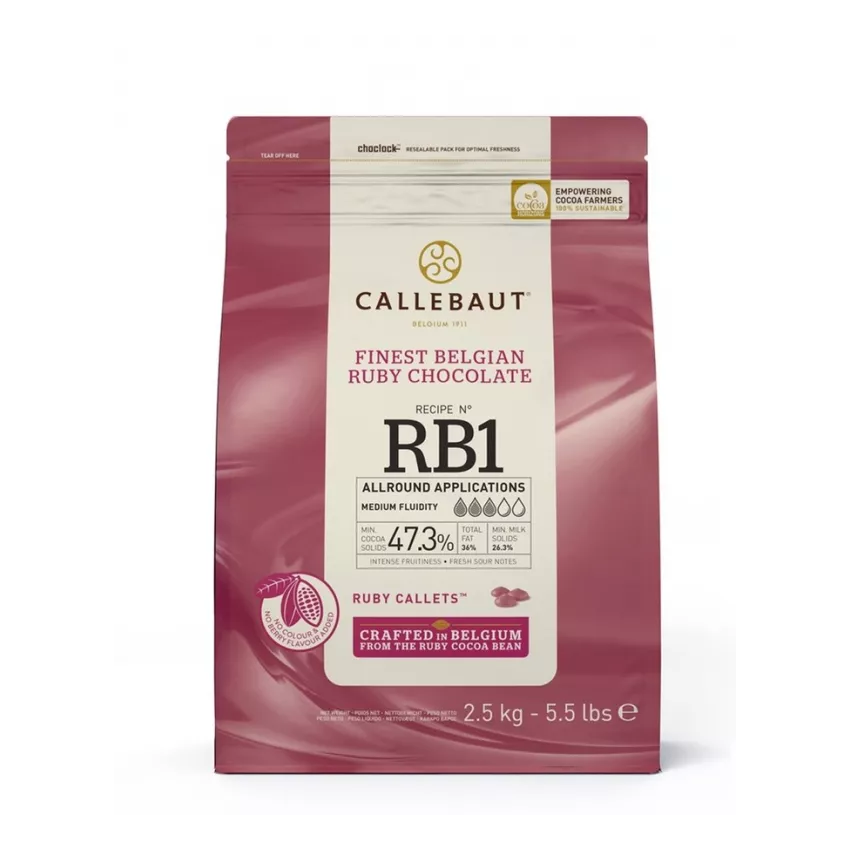 Σοκολάτα Ruby 47.3% callets Barry Callebaut 2.5kg Σοκολάτα Ruby 47.3% callets Barry Callebaut 2.5kg
