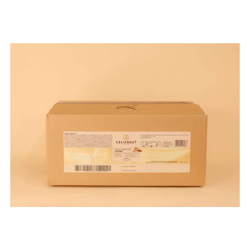 Σοκολάτα ψησίματος λευκή 20% 8x8x6mm chunks Barry Callebaut 10kg Σοκολάτα ψησίματος λευκή 20% 8x8x6mm chunks Barry Callebaut 10kg
