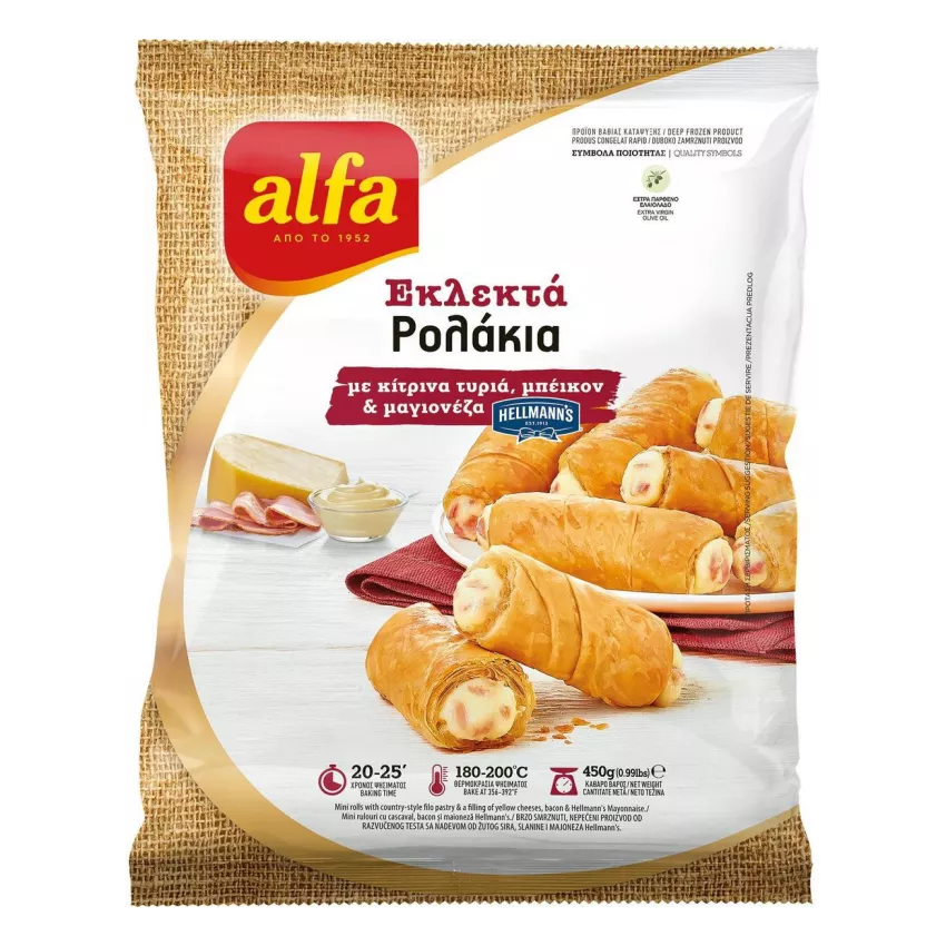 Εκλεκτά ρολάκια με κίτρινα τυριά μπέικον & μαγιονέζα Alf���