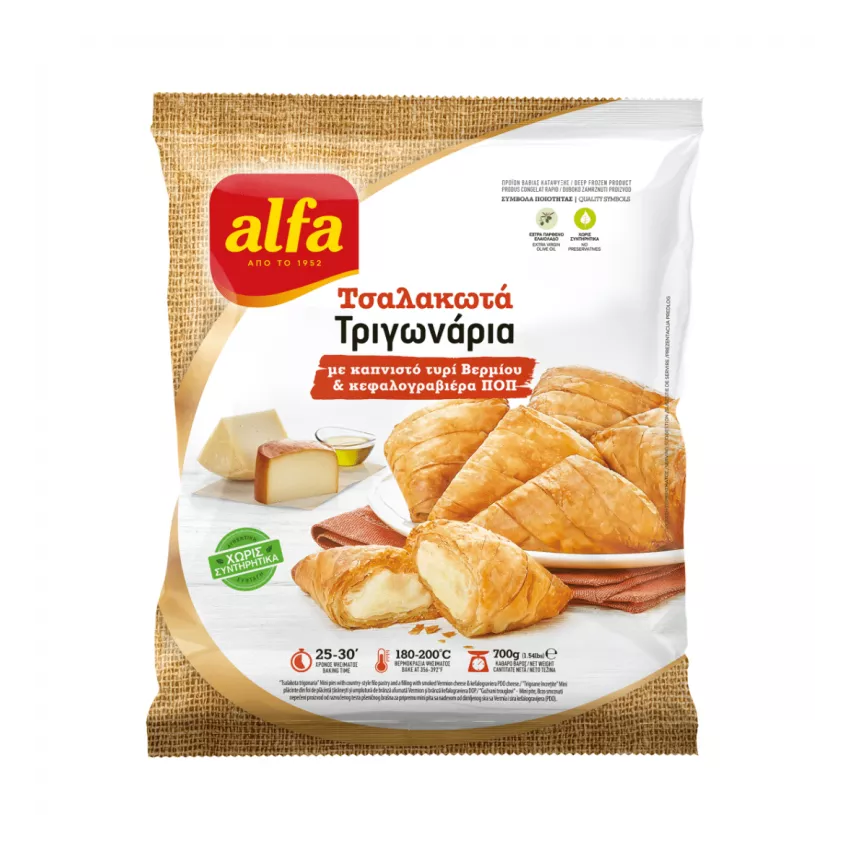 Τσαλακωτά τριγωνάρια με καπνιστό τυρί και κεφαλογραβι������dExt���