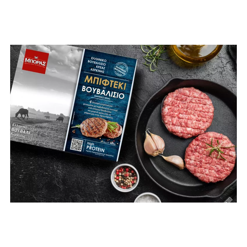 Μπιφτέκι βουβαλίσιο Μπόρας 150gr 4kg Μπιφτέκι βουβαλίσιο Μπόρας 150gr 4kg