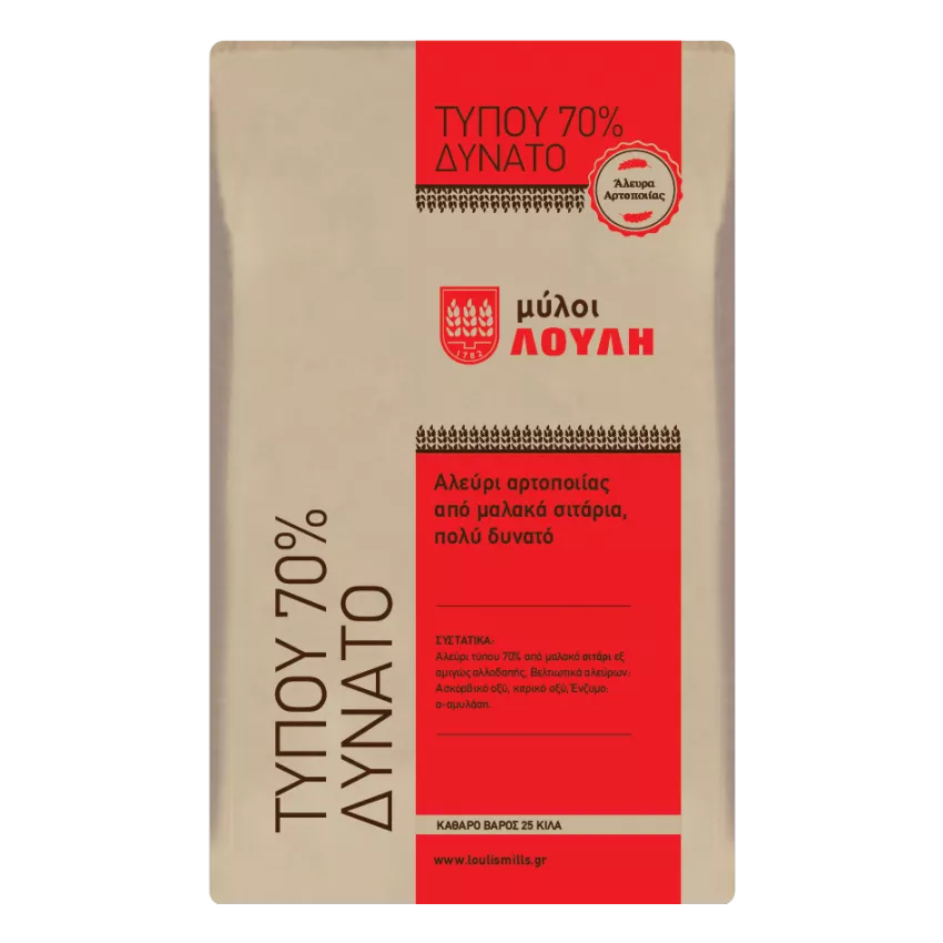 Αλεύρι Τ.70% δυνατό Λούλη 25kg Αλεύρι Τ.70% δυνατό Λούλη 25kg