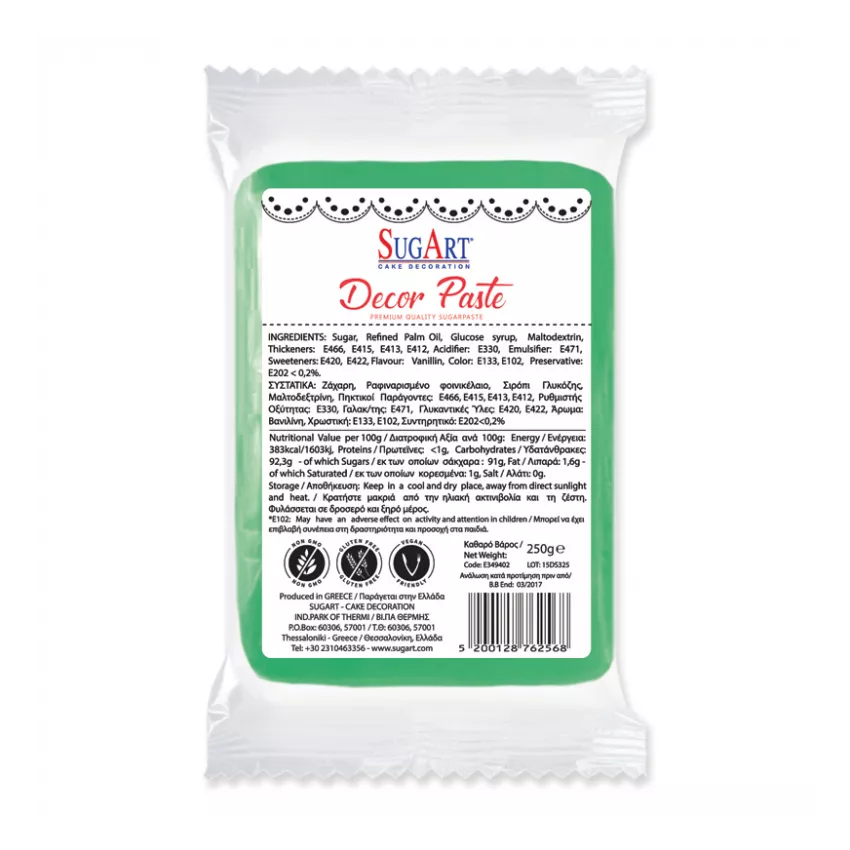 Decor paste ζαχαρόπαστα πράσινο 1kg Decor paste ζαχαρόπαστα πράσινο 1kg