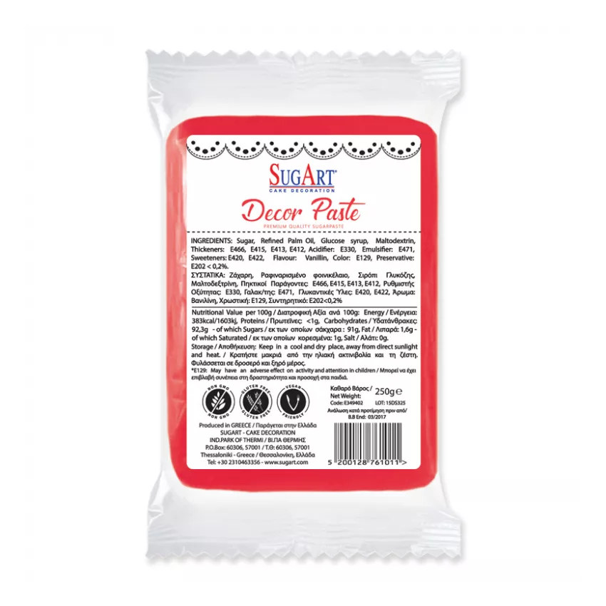 Decor paste ζαχαρόπαστα κόκκινο 1kg Decor paste ζαχαρόπαστα κόκκινο 1kg