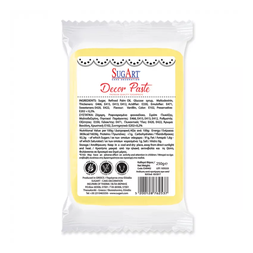 Decor paste ζαχαρόπαστα κίτρινο 1kg Decor paste ζαχαρόπαστα κίτρινο 1kg