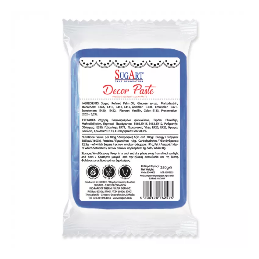 Decor paste ζαχαρόπαστα μπλε 1kg Decor paste ζαχαρόπαστα μπλε 1kg
