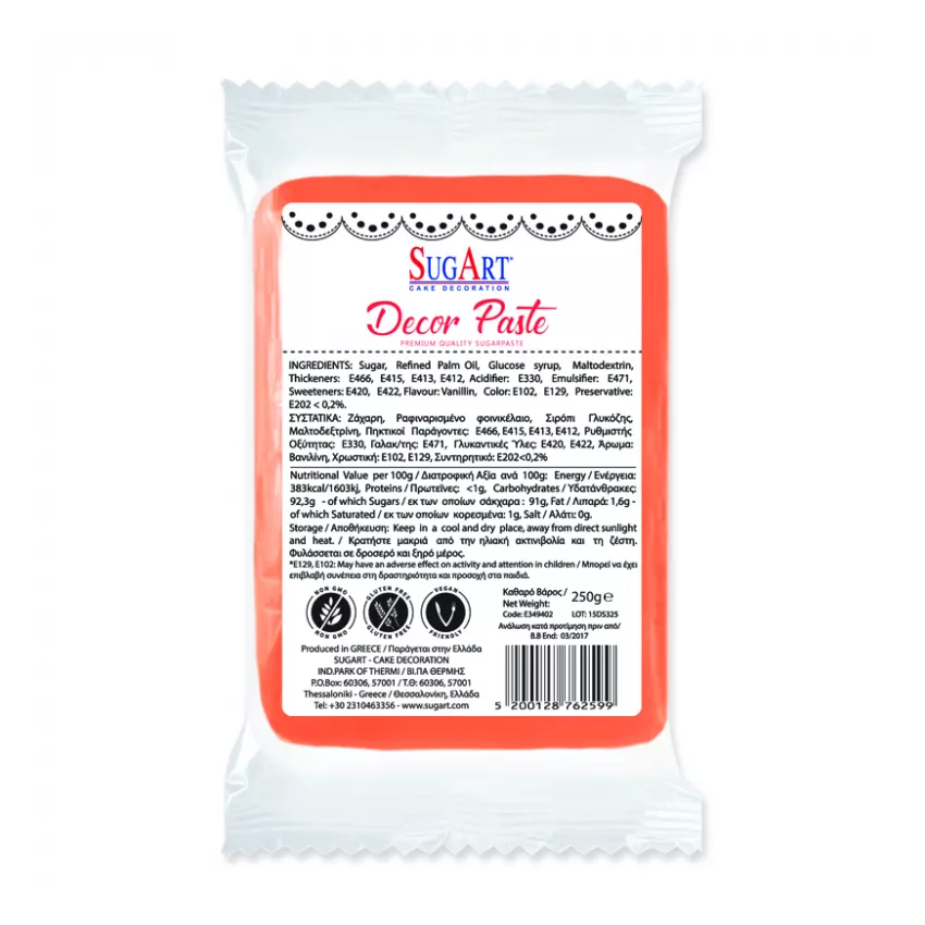Decor paste ζαχαρόπαστα πορτοκαλί 1kg Decor paste ζαχαρόπαστα πορτοκαλί 1kg