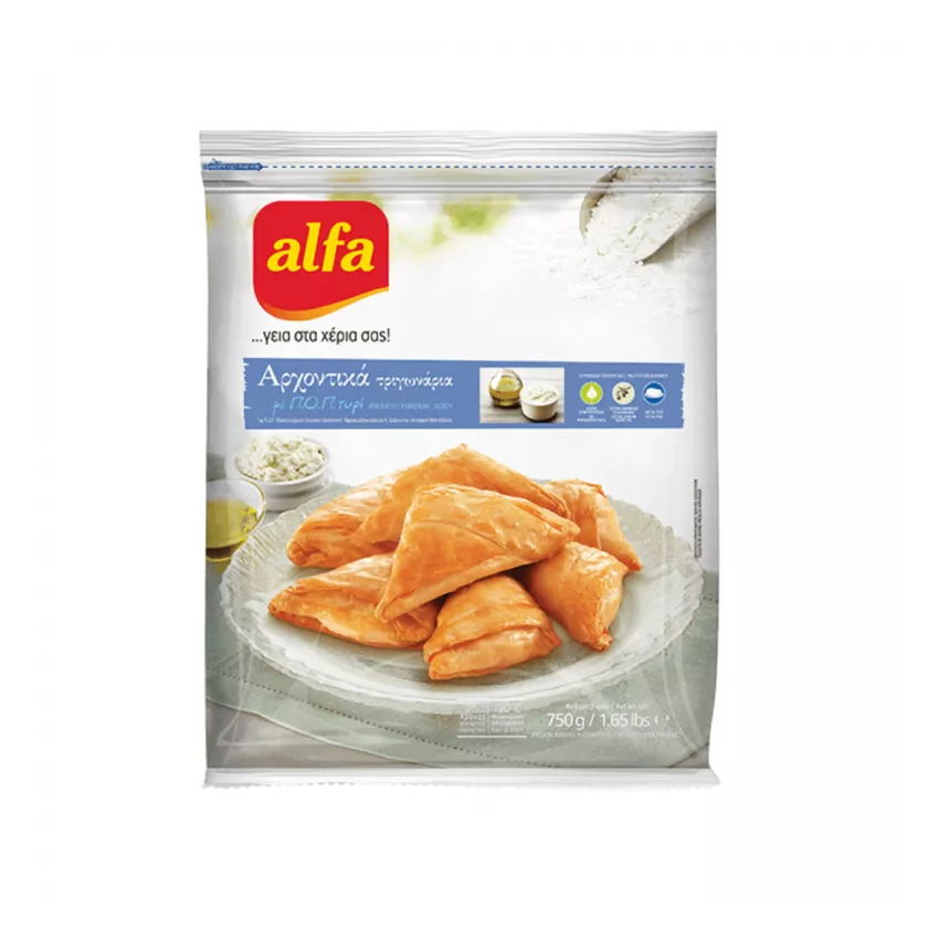 Αρχοντικά τριγωνάρια με ποπ τυρί ανεβατό Alfa 750gr Αρχοντικά τριγωνάρια με ποπ τυρί ανεβατό Alfa 750gr